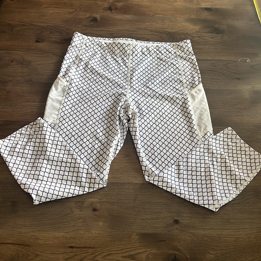 Sports Illustrated Cropped Leggings White with Blue Pattern 2XL
